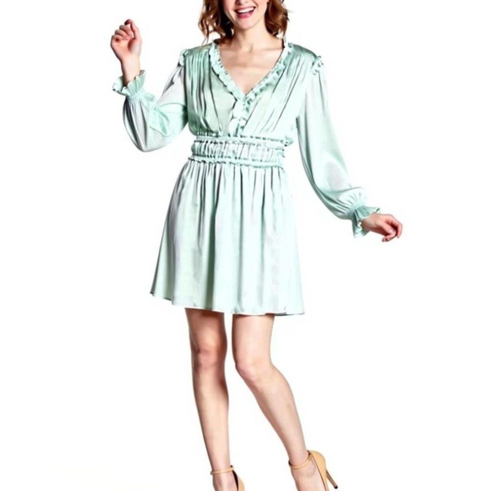 NWT The Kooples Green Silk V Neck Dress / Size Small / MSRP $275!